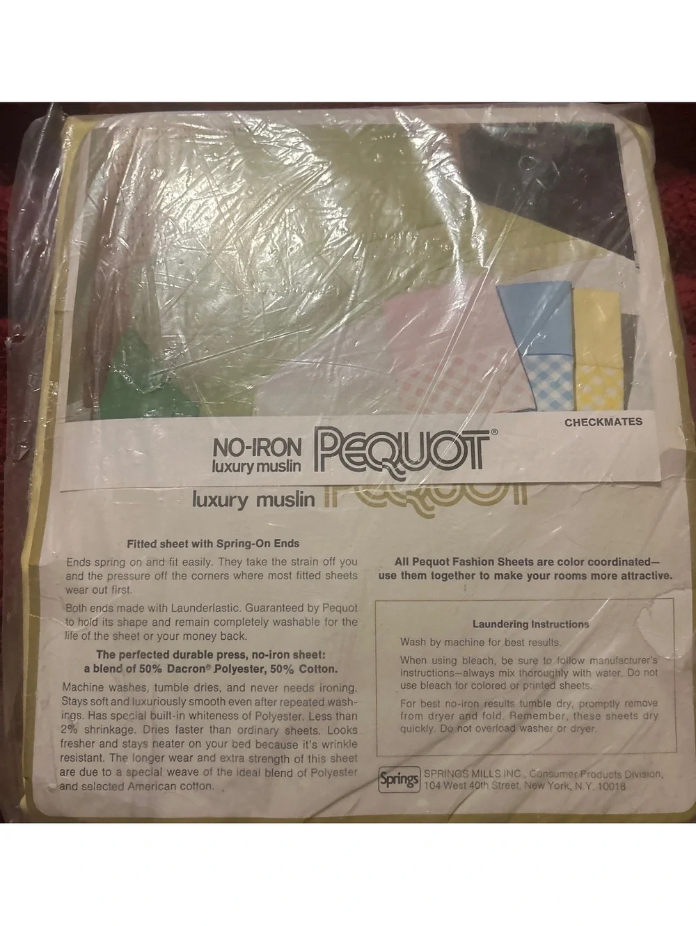 Pequot No-Iron Luxury Muslin Double Flat Sheet Yellow Checkmates